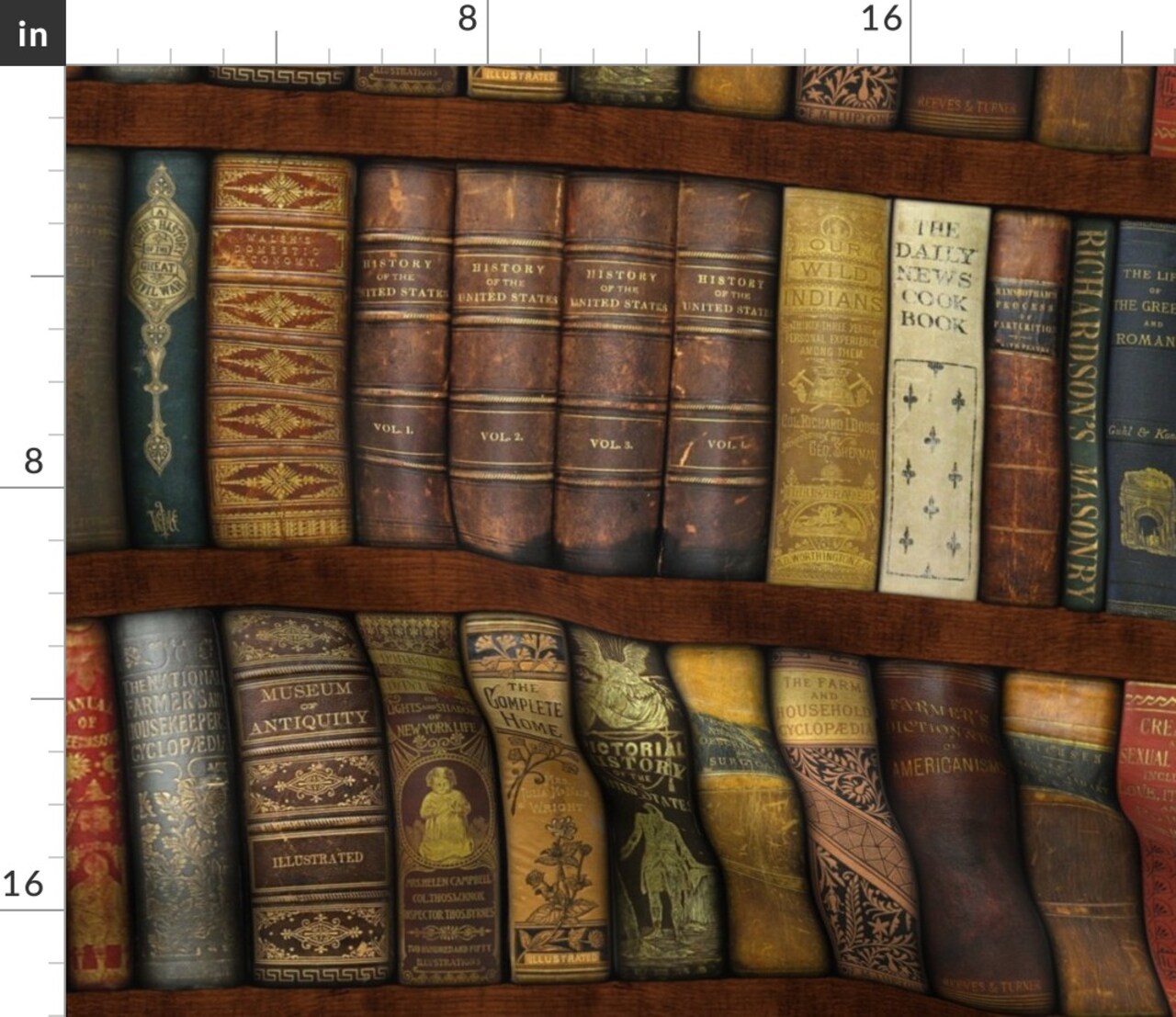 Library Shelves Photographic Victorian Old World Books Literary Book Fancy Custom Printed Fabric by Spoonflower Various Fabrics by the Yard or Fat Quarter